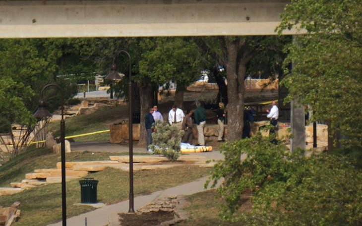 Police pulled the body of Daniel Perez from the Concho River this morning. (LIVE! Photo John Basquez)