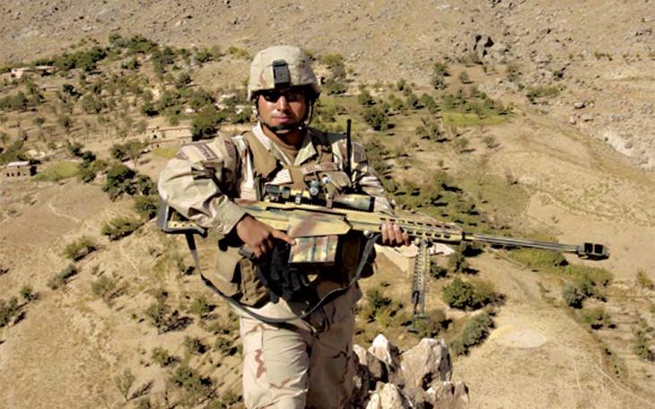 Staff Sergeant Israel Del Toro in patrol in Iraq, circa 2003. His friends call him &quot;D.T.&quot; (Contributed photo/US Air Force)