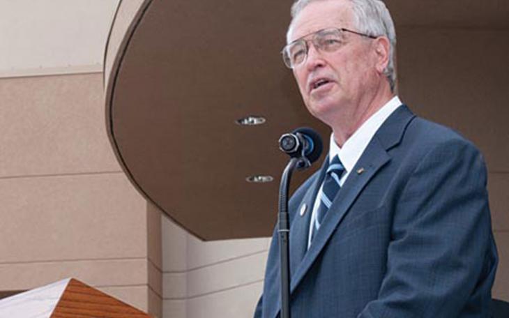 Kenneth Dierschke announces the grand opening of the new Texas Farm Bureau conference center in Waco in 2010. (Contributed/Texas Farm Bureau)