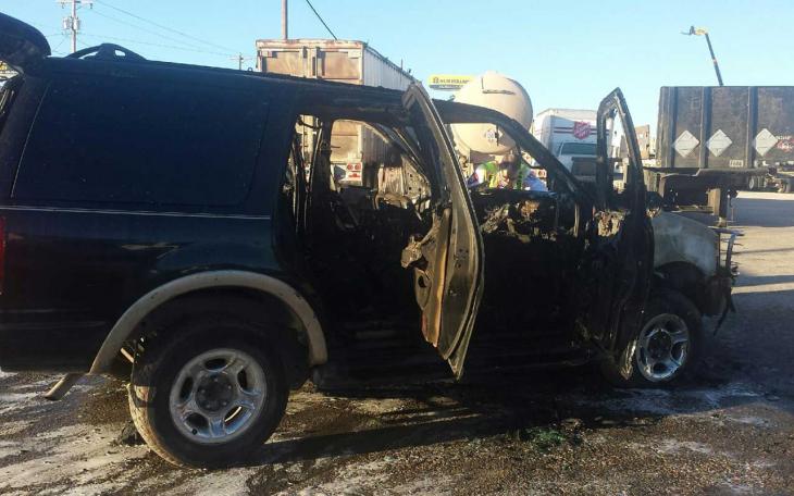 The Ford Expedition after the fire was extinguished. (LIVE! Photo/Amanda Henson)