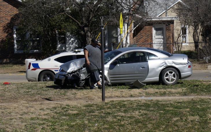 The passenger of the totaled Mitsubishi Eclipse attempts to find a ride after his friend was transported to Shannon. (LIVE! Photo/Joe Hyde)