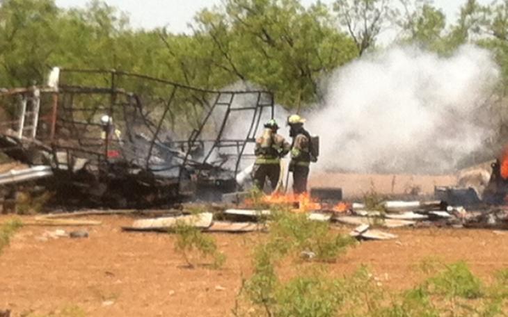 Structure fire of an RV and a shed on Armstrong Street on May 20, 2014. (LIVE! Photo/Joe Hyde)