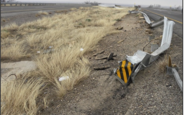 A damaged guardrail could have caused the TDCJ bus to plummet from the bridge on Jan. 14. (Photo/TxDPS)
