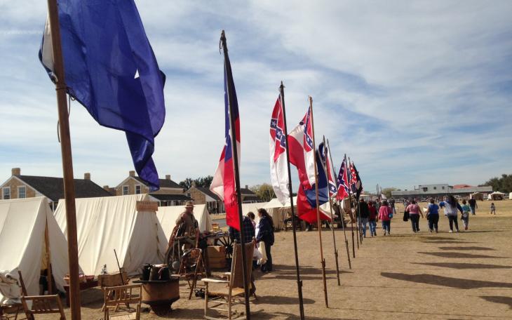 Various flags and tents lend Fort Concho its charm. (LIVE! Photo/Chelsea Reinhard)