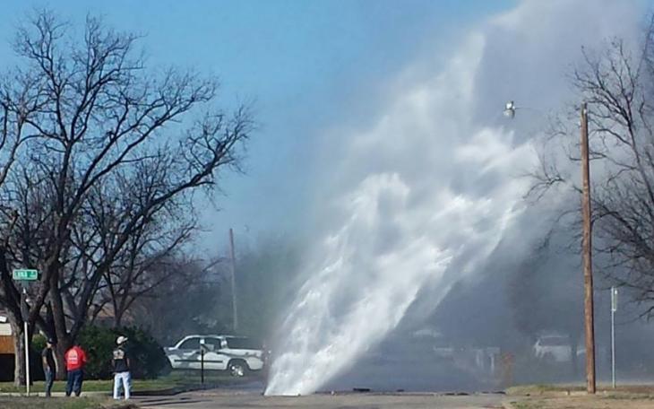 A busted water main in east San Angelo (Contributed Photo)