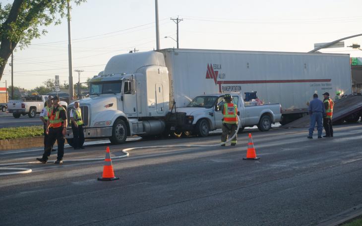 Main North-South Thoroughfare in San Angelo Closed Due to Fuel Spill. (LIVE! Photo/John Basquez)