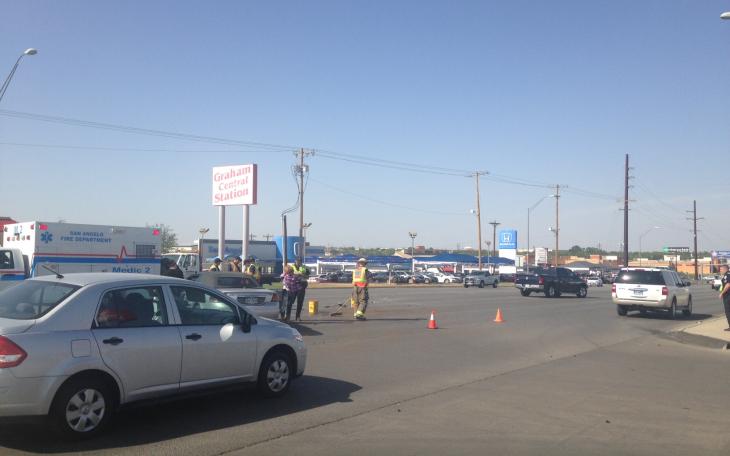 Crash scene at Sherwood Way and Applebee's on May 12, 2014. (LIVE! Photo/Chelsea Schmid)