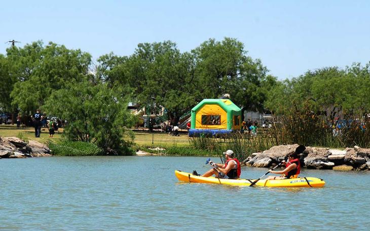 Kayaking on Lake Nasworthy in San Angelo, Texas.