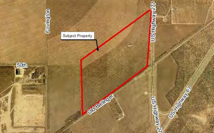 A satellite map of the proposed location of the large frac sand facility. (Screen shot from COSA agenda packet on Jan. 20, 2014)