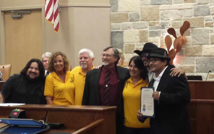 Los Lonely Boys were welcomed home at the April 7 city council meeting. (LIVE! Photo/Amanda Henson)