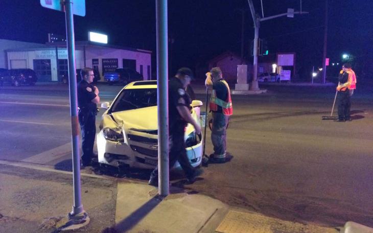 A Chevy Malibu crashed into a Jeep Cherokee on the night of December 4, 2014. (LIVE! Photo/John Basquez)