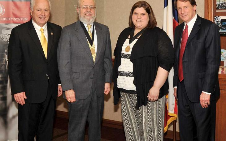 Dr. Brian May, ASU president; Dr. Charles Diminnie, Dr. Loree Branham; and Chancellor Robert Duncan. (Contributed Photo/Danny Meyer)