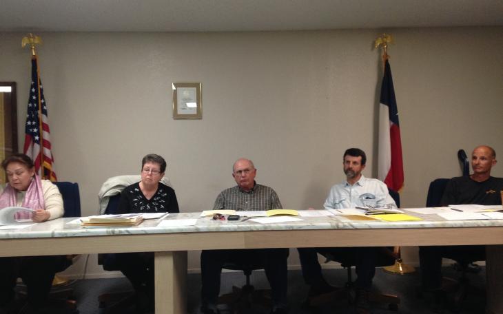 Mertzon city council. Mayor Carol Shaw is second from left. Terry Criner is second from right, followed by Jin Tharp. (LIVE! Photo/Chelsea Reinhard)