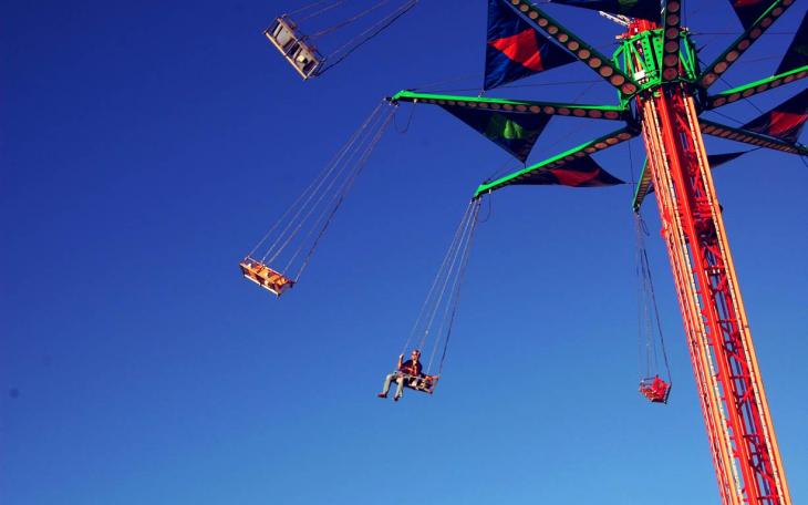 Various rides have been set up on the fairgrounds for the rodeo carnival. (LIVE! Photo by Chelsea Schmid)