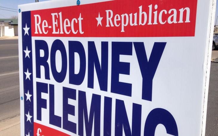 The sign that Bill Richardson complained about yesterday in San Angelo. (LIVE! Photo/Joe Hyde)