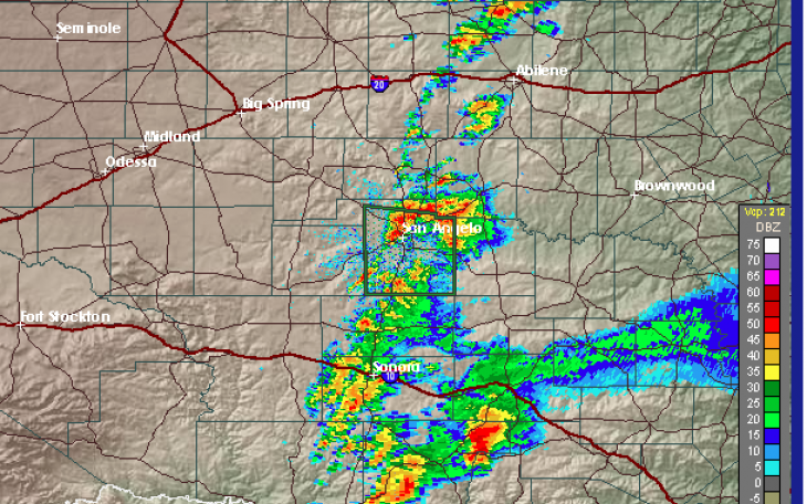 Thunderstorms approach San Angelo. (Photo/NWS)