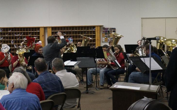 Dr. Ed Surface conducts the Tuba Christmas of 2014. (LIVE! Photo/John Basquez)