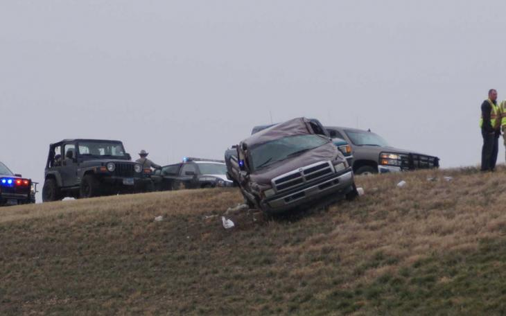 Rollover crash at US 87 South and Loop 306 on Jan. 10, 2015. (LIVE! Photo/John Basquez)