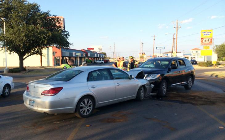 A Wahtaburger customer and a Wienerschnitzel customer crash into each other on August 3, 2014. (LIVE! Photo/John Basquez)