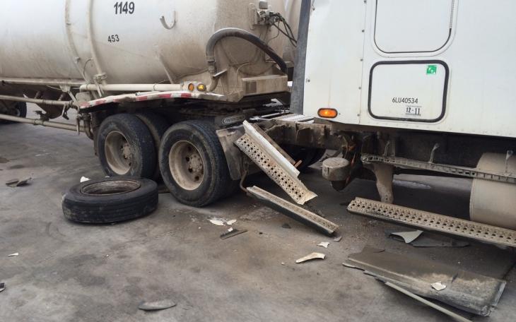 Point-of-impact of wheel missile fired at the Allsups convenience store in Wall on Feb. 27, 2014. (LIVE! Photo/John Basquez)