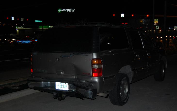 A silver GMC Yukon was allegedly hit in the rear by a white Ford F-150 Crewcab (LIVE! Photo John Basquez)
