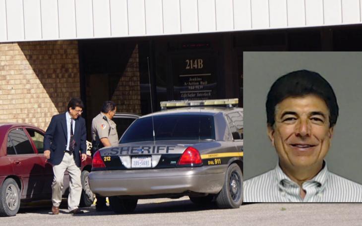Ray Zapata enters a sheriff&amp;#039;s vehicle before being booked into the county jail; smiles for his mugshot.