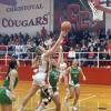 Christoval Lady Cougar Halley Hughes Goes up for a shot against the Eldorado Lady Eagles