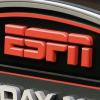 FILE - The ESPN logo is seen prior to an NFL football game between the Bengals and the Steelers in Cincinnati