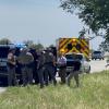 Law enforcement finishes the arrest of a man with a warrant on US 67 north near the county jail on May 7, 2024.