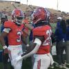 San Angelo Central quarterback Christian English and running back Elijah Allen celebrate after a touchdown against Belton on Friday, Sept. 20, 2024, at San Angelo Stadium.