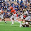 Central's Elijah Allen fights for yardage against Abilene High on Friday, Aug. 30, 2024, at San Angelo Stadium.