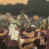 The 2024 Brownwood Lions pray after their scrimmage against Argyle Liberty Christian