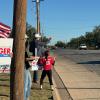 Pre. August Pfluger greats voters at Calvary Baptist Church, Armstrong at E 24th St on Election Day, Nov. 5.