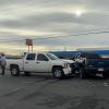 Two Chevy Silverados crashed into each other on North Chadbourne Street on Friday afternoon.