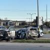 An infant and a woman were hospitalized following a four-vehicle crash Thursday morning on the 2700 block of West Loop 306.