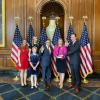 Rep. Pfluger pictured in Washington today with Speaker Mike Johnson, his wife, Camille, and their three daughters.