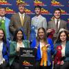 The Angelo State University Wool Judging Team celebrates its first-place finish at the 2025 San Antonio Stock Show and Rodeo Collegiate Wool Judging Contest. ASU’s Blue Team secured the championship title, defeating teams from Texas A&M and West Texas A&M. Team members are pictured with their awards and coaches following the competition.