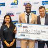 (L-R) SBDC Director Dezaray Johnson, Inglai Hangaripaii (SBDC grad student), Eugene Liger III, NVCOB Dean Dr. Andrew Tiger. 