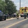 A man who was involved in a motorcycle crash without a helmet Tuesday in Grape Creek was able to ride away after being checked out by medical personnel.
