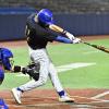 Angelo State's Justin Harris drove in a run during the Rams' loss to Lubbock Christian on Thursday in their Lone Star Conference Tournament opener.