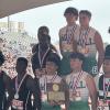 Wall Hawks Championship 4x200-meter Team (Evan Boehle, Ruben Marin, Hagynn Barbee, and Briggs Jones)