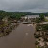 An aerial view of damage along the Guadalupe River near Kerrville on July 5, 2025. Heavy rains in the Hill Country on July 4 caused catastrophic flooding and loss of life.