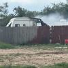 A camper trailer caught fire Tuesday in the back yard of a north San Angelo residence.