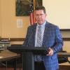 San Angelo Mayor Tom Thompson speaks at a press conference regarding flood recovery efforts on Friday, July 11, 2025.