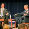 Congressman August Pfluger (left) interviews Chairman of the Joint Chiefs of Staff General Dan "Razin" Caine at the 2025 West Texas Legislative Summit. 