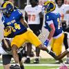 Angelo State's Xavier Walton hauls in his fourth interception of the season against UT Permian Basin on Saturday, Saturday, Oct. 4, 2025.
