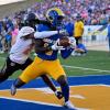 Angelo State wide receiver Corey Sandolph hauls in a touchdown pass from Braeden Fuller against UT Permian Basin on Saturday, Oct. 4, 2025.