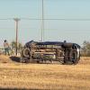 A car rolled over on its side Tuesday afternoon on the Houston Harte frontage road.