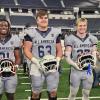 Central Bobcats' Jaekob Jackson (Left) and Mason Van Sickle (Right) with Wall Hawks' Baine Jenschke (Middle) at the Blue vs. Grey All-American Bowl in Arlington