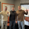 San Angelo Central junior offensive lineman Ethan Boyd is shown with Central head coach Mark Smith (left) and Oklahoma State offensive line coach Cody Crill after receiving an offer to play for Oklahoma State.